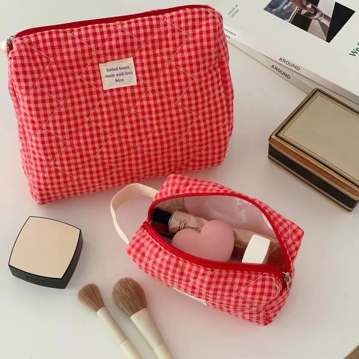 Women Large Capacity Checkered - Skincare B Erl recension och pris