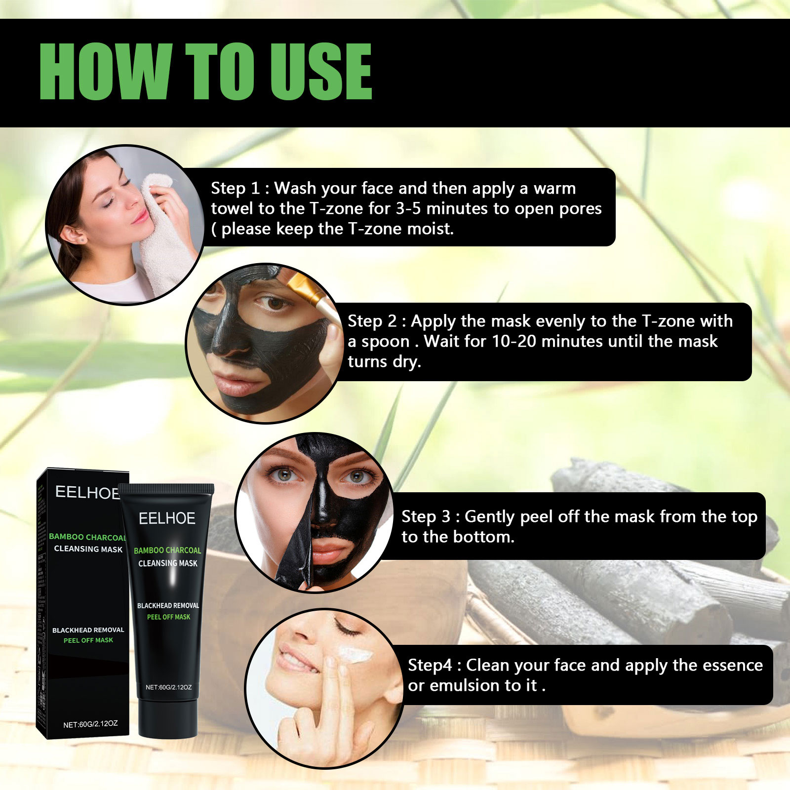 Bamboo Charcoal Tear-off Mask  - Mud Mask Kaolin recension och pris