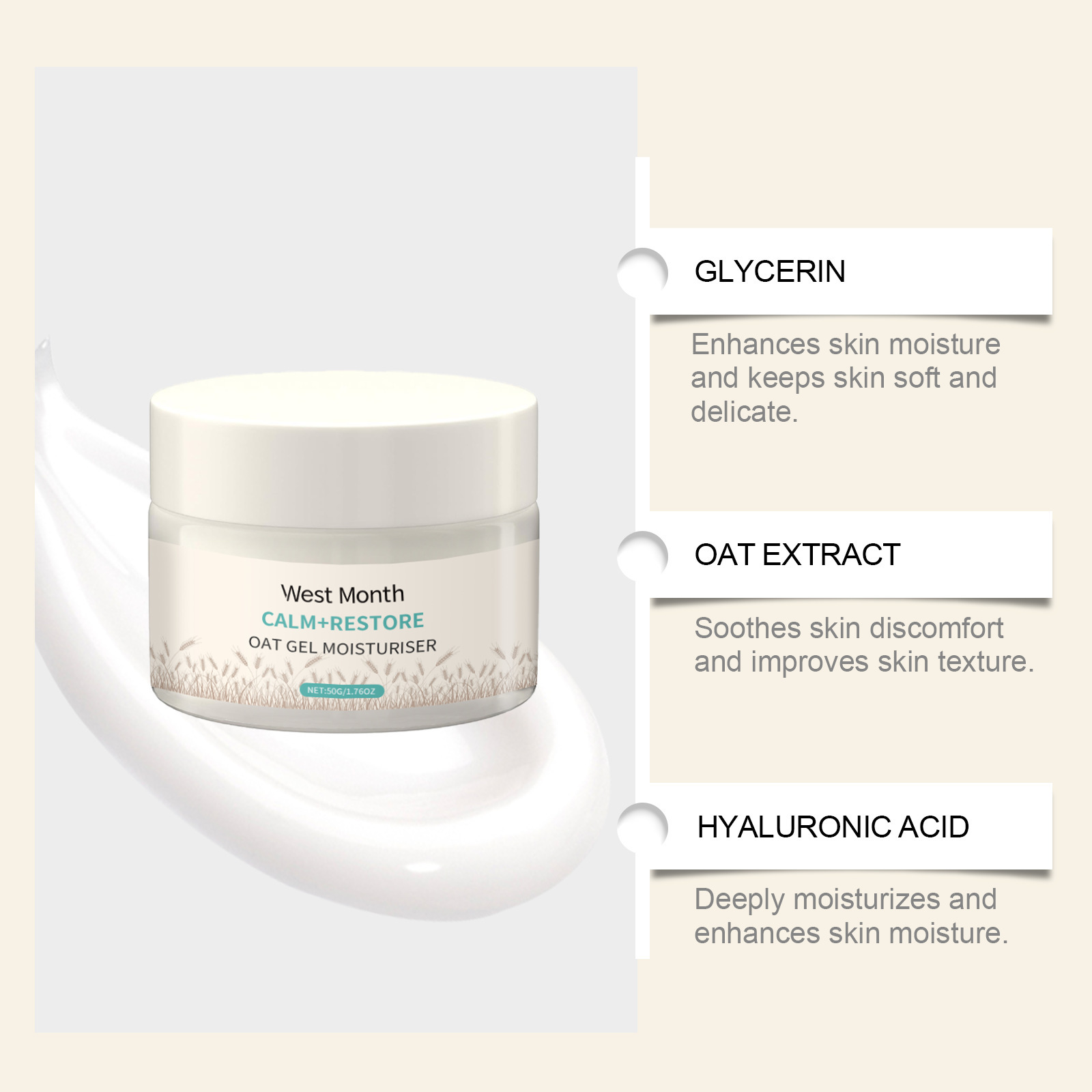 50g Oat Moisturizing Face Crea - Skincare Oat recension och pris