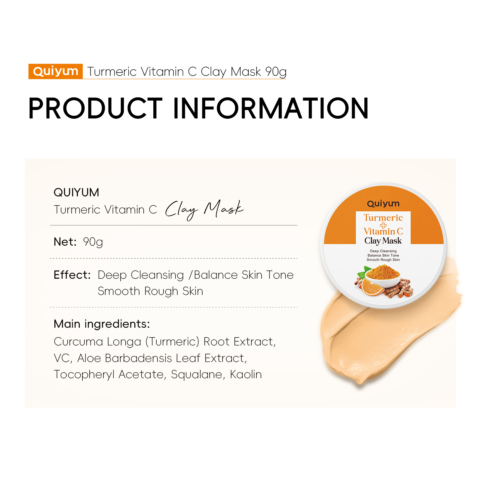 Quiyum Turmeric Vitamin C Clay - Mud Mask Kaolin recension och pris